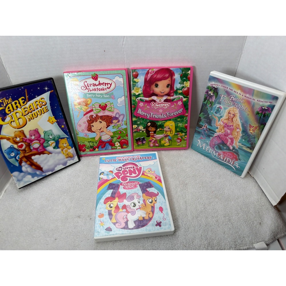 Mixed VTG DVD Bundle Girl Kids 5-Pack Care Bears Barbie MLP Strawberry Shortcake